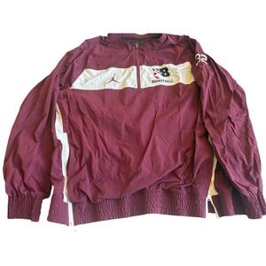Air Jordan Mens Windbreaker Jacket 2XL Maroon 1/4 Zip Sports Athleisure Training